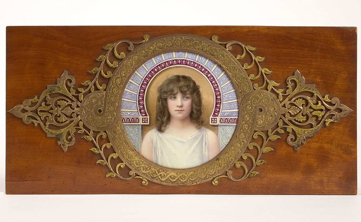Enamel on Copper Portrait of a Young Girl by Hideux